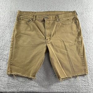Levi Shorts Mens 40 Brown‎ Khaki Denim Jorts 511 Stretch Raw Hem Cut Off 10"